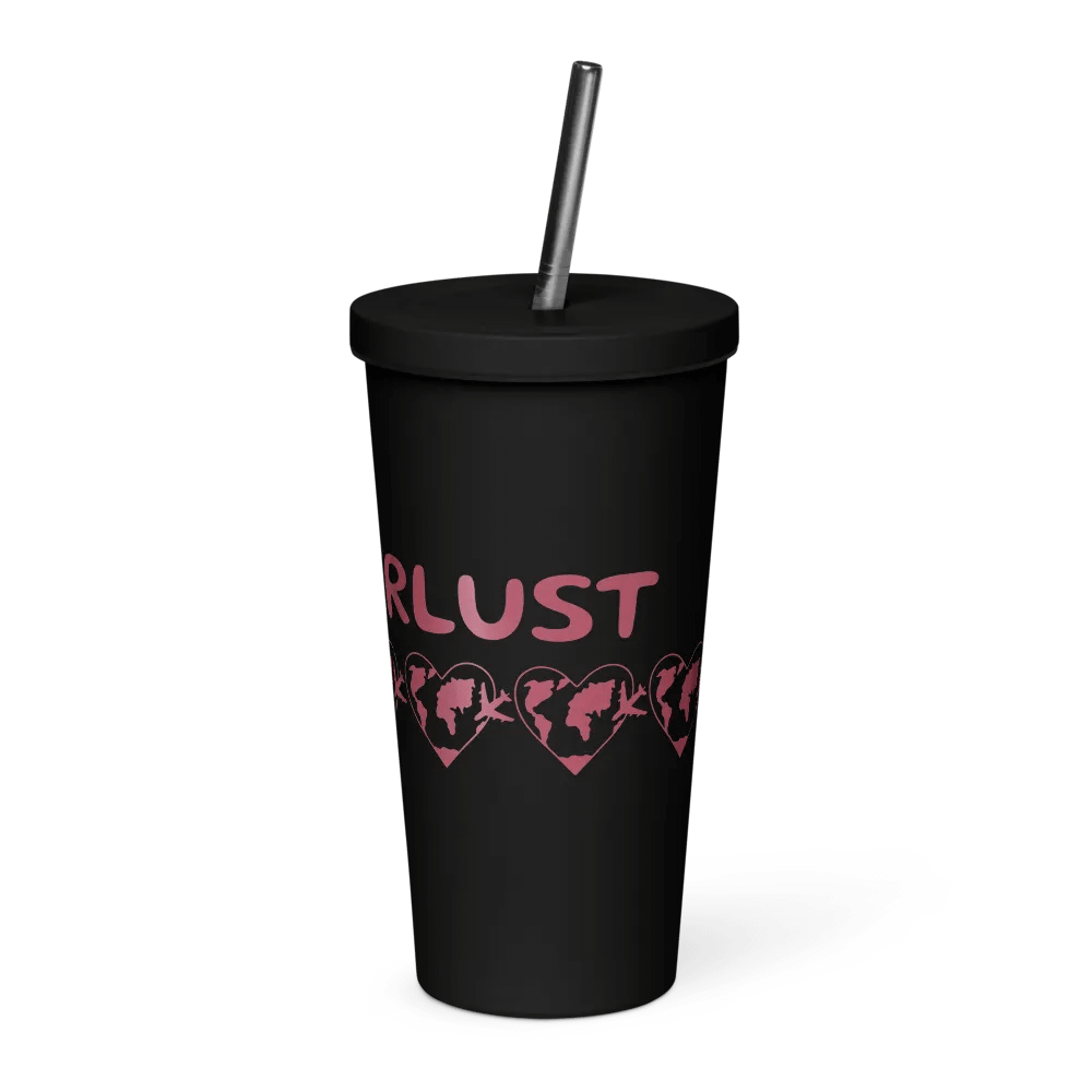 Ornate Red Insulated Tumbler with Straw product image (7)