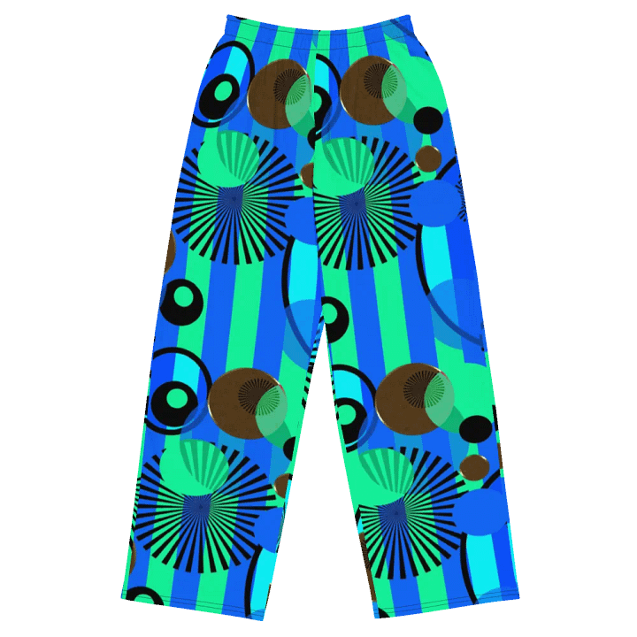 Green Blue Stripes Dots Wideleg Pants product image (2)
