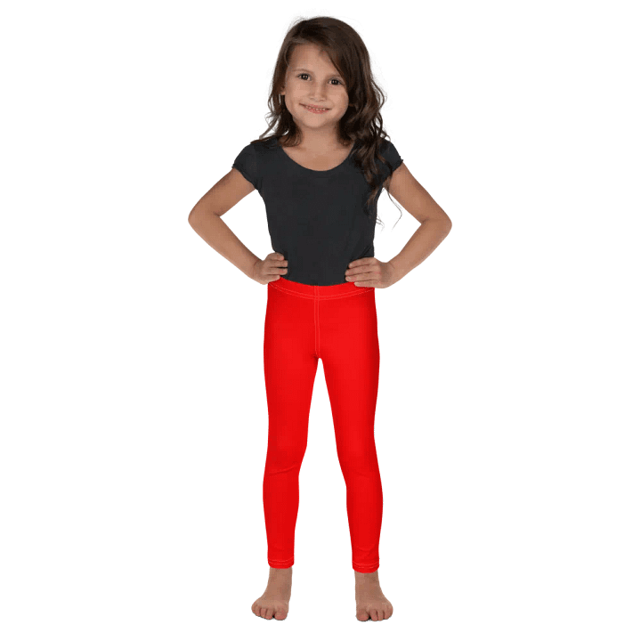 Kids Plain Color Red Leggings product image (1)