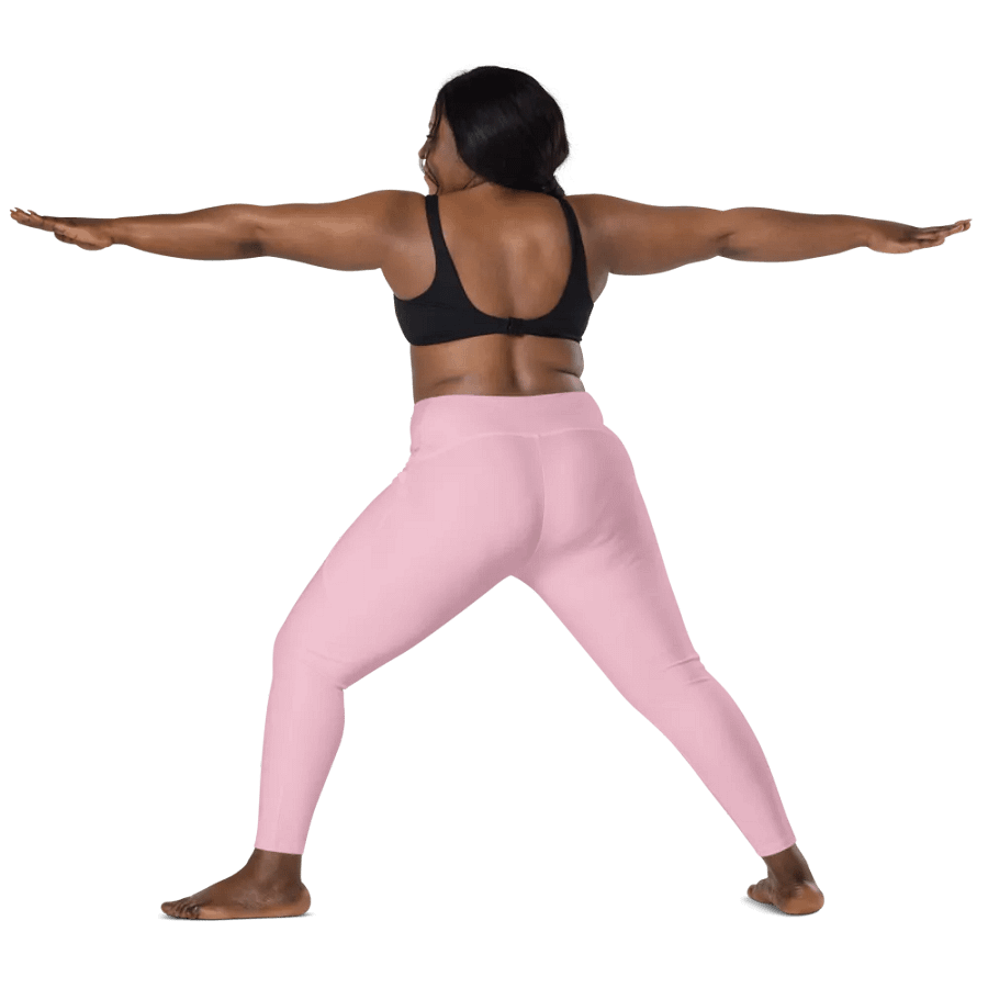 Plain Light Pink Soft Summer Women's High Waisted Premium Crossover Leggings with Pockets by Treasure Pie product image (12)