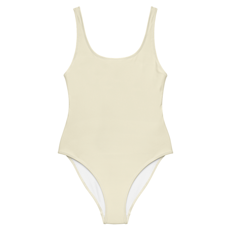 Off White Beige Solid Color Retro Inspired Women's One Piece Swimsuit product image (1)