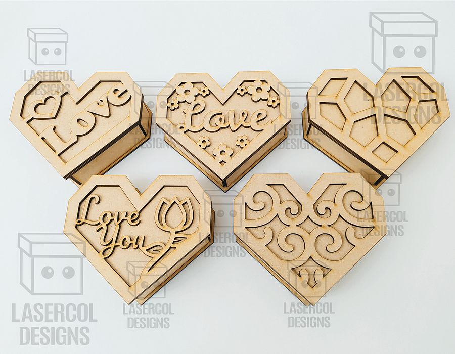 Heart Shaped Box Set 2 (5 Styles, 3 Sizes) - Laser Cut Files product image (6)