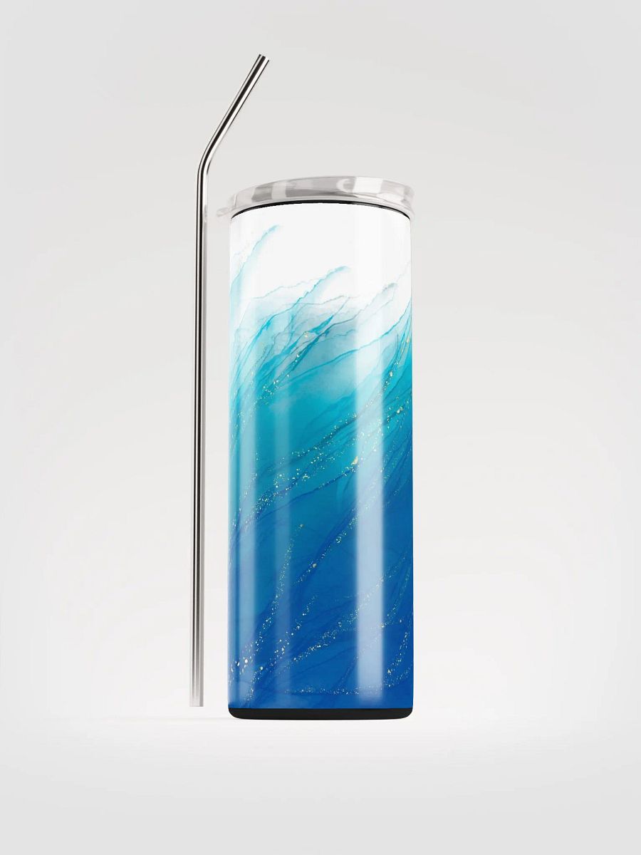 Ocean Dreams: Blue Aqua Tumbler with Golden Whispers product image (1)