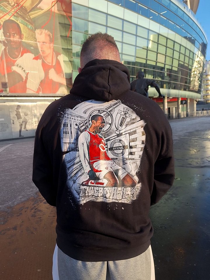 Thierry Henry Arsenal Hoodie – Full Back Print Football Artwork (12th Man Podcast Exclusive) product image (2)