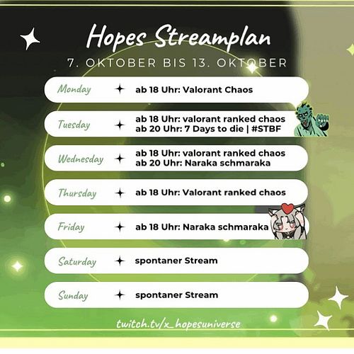 ❤️ Mein Streamplan für diese Woche ihr Lieben 🥰 
#streamplan #streamer #streamerbahnhof #streaming #deutscherstreamer