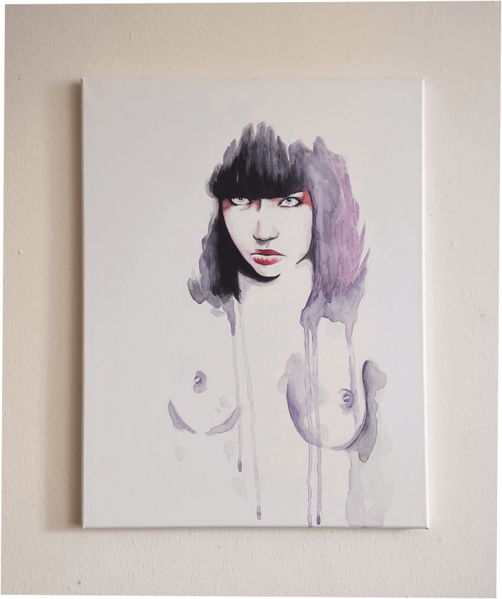 Watercolor Staring Girl On Canvas product image (1)