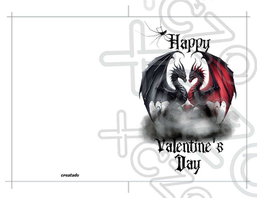 Printable Gothic Dragon Couple Valentine's Card product image (3)