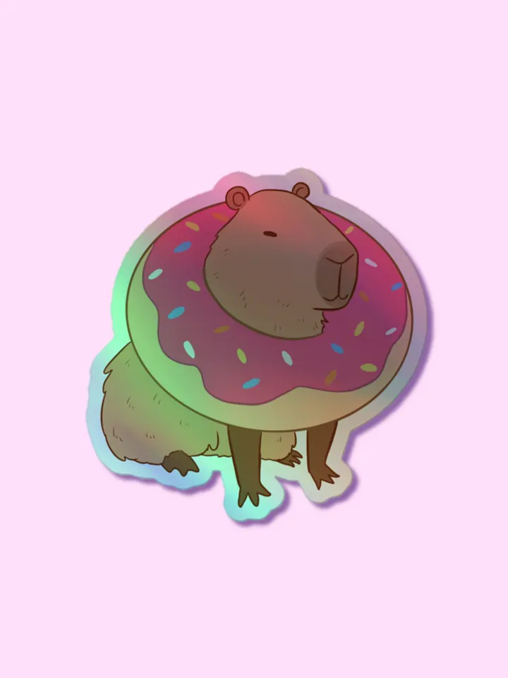 Capybara and Donut Holographic Sticker product image (1)