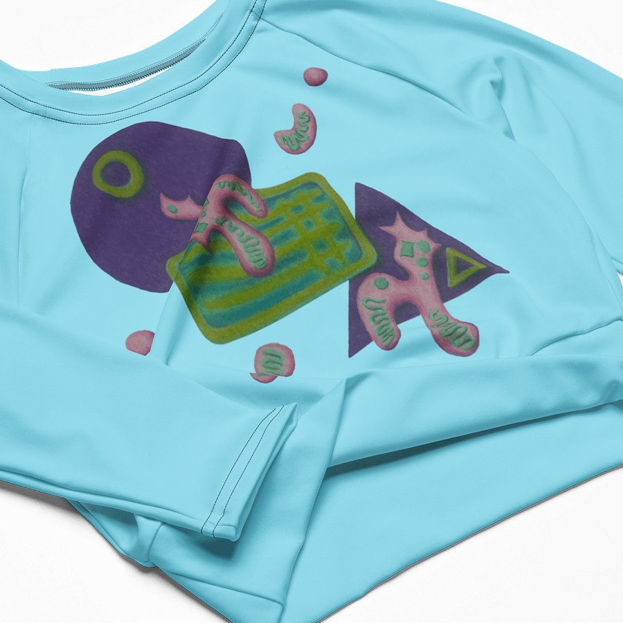 Shape Shenanigans Blue Long Sleeve Crop Top product image (5)