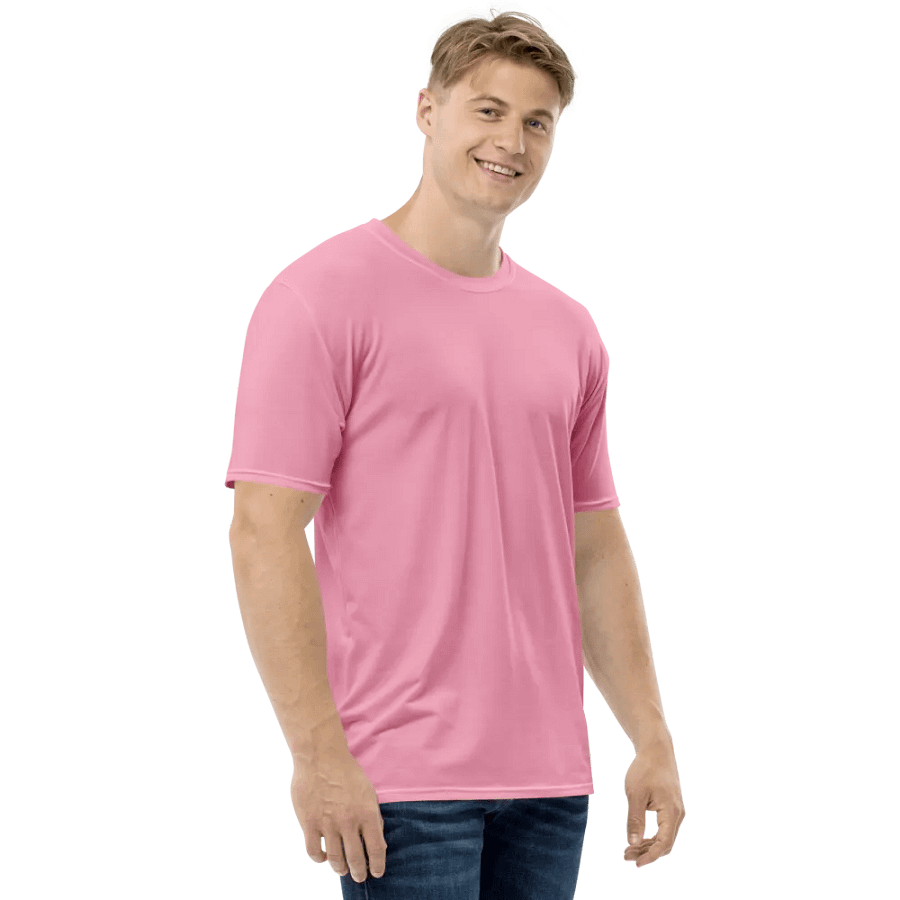Plain Bubblegum Pink Soft Summer Men's Crewneck Polyester Heavyweight Premium T-Shirt by Treasure Pie product image (6)