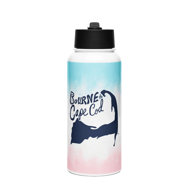 BOURNE to Cape Cod™ | Navy Logo | Stainless Steel Water Bottle | Iconic Pink, White & Blue product image (1)