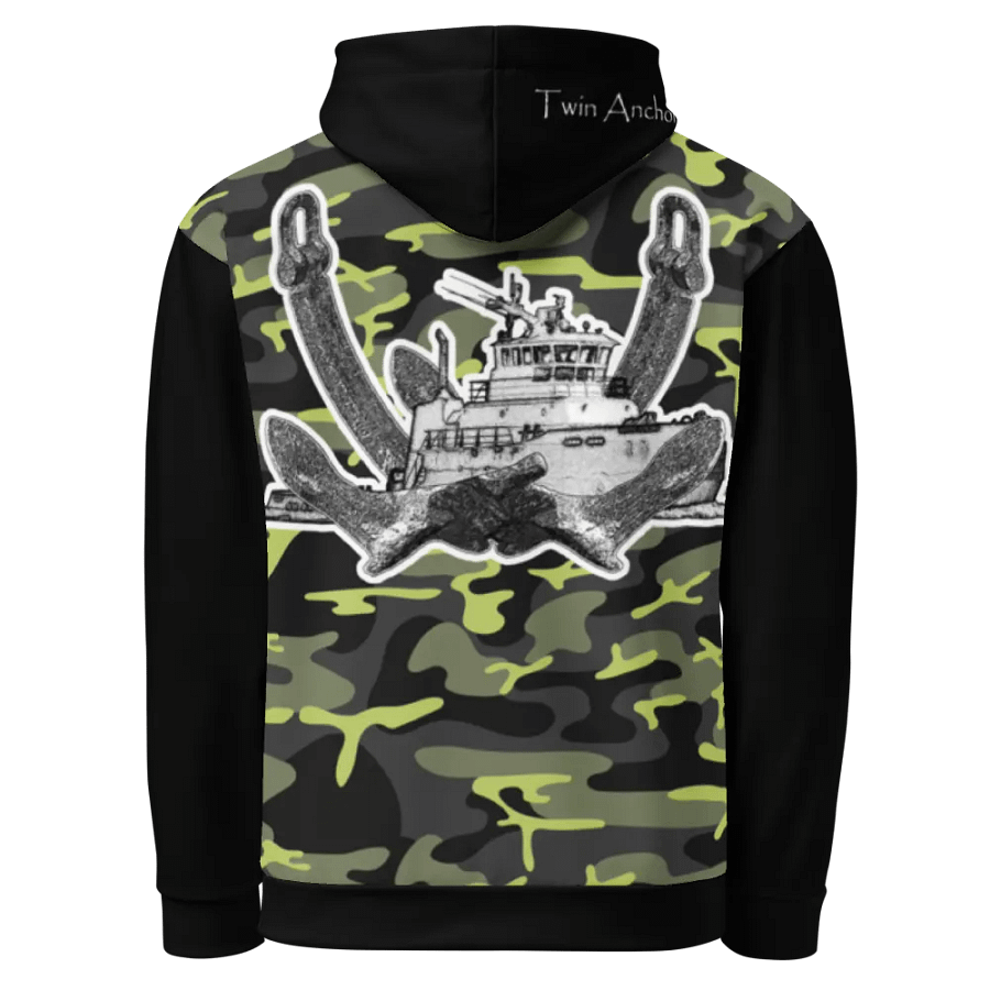 black & Green Camouflage Twin Anchor Titan tug Hoodie product image (1)