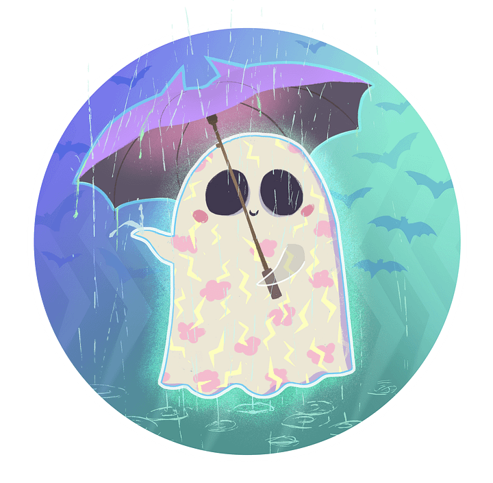 Pastel Little Ghost in the Rain #2 - Greeting Card product image (2)