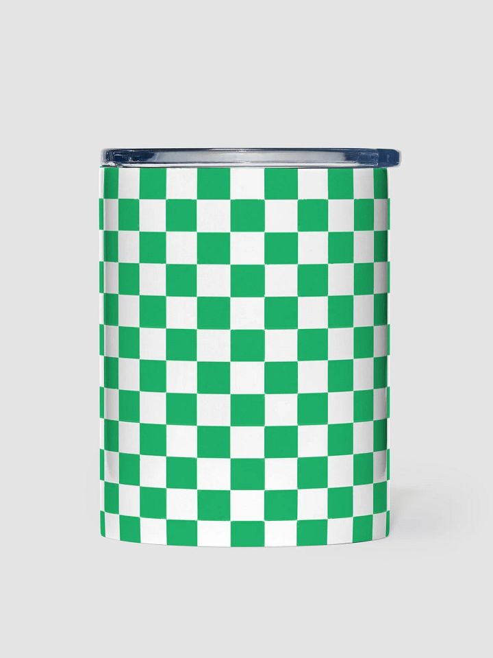 Checkered! Green Pink and White Checkers 10 oz Stainless Steel Tumbler product image (1)