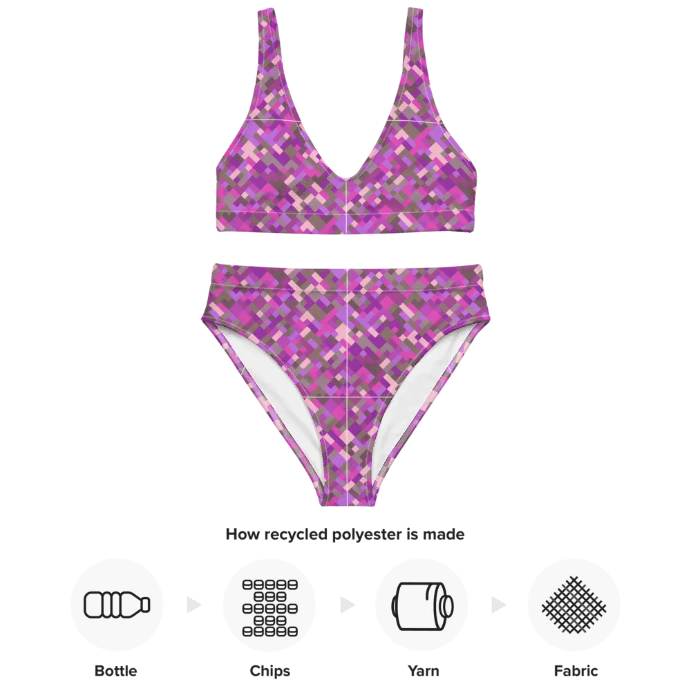 Colorful Mosaic Pattern Design High Waisted Bikini - v5 product image (4)