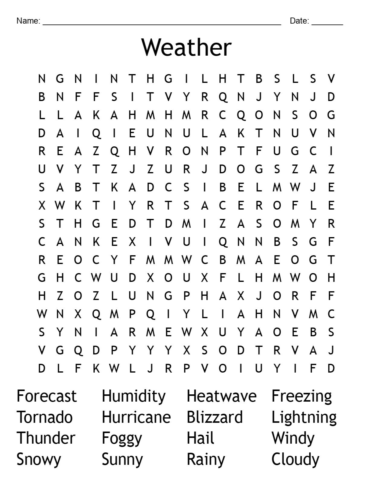Weather Vocabulary Word Search - Fun and Educational Puzzle product image (1)