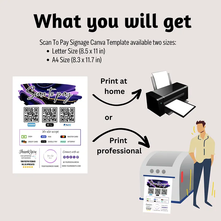 Amethyst - Scan To Pay QR Code Sign Template product image (2)