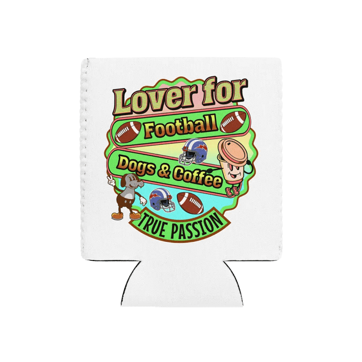 Lover For Dogs Coffee Football Whimsical Passion Can Cooler product image (2)