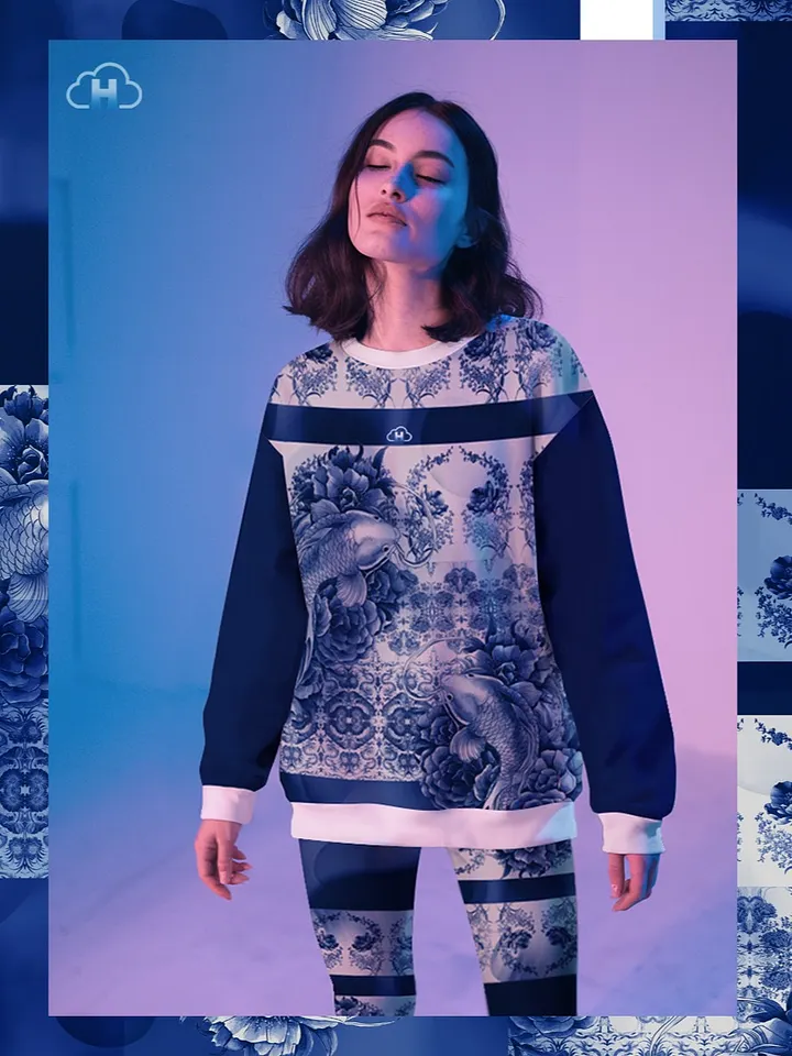 Koi-Porcelain-Recycled Unisex Sweatshirt product image (2)