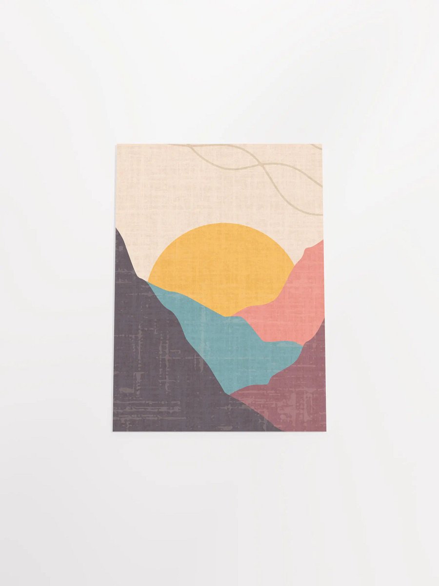 Calming Minimalist Boho Wall Art – Sunset, Hills & Flowing River Print | Modern Neutral Aesthetic Home Decor product image (43)