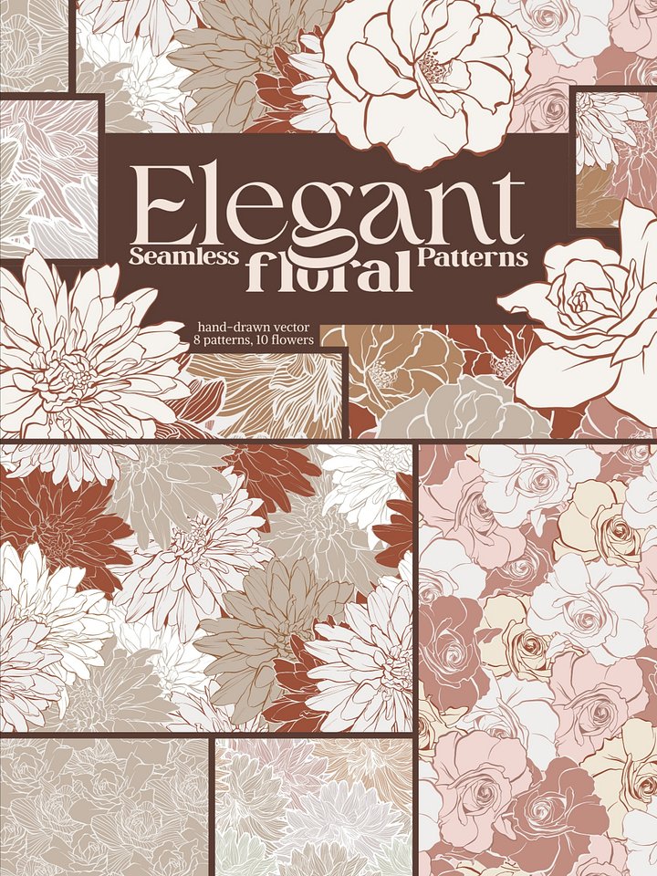 Elegant Floral Patterns Vector Collection product image (1)