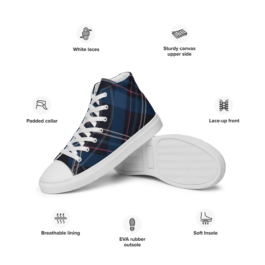 Navy Tartan Plaid Women's High Tops product image (12)