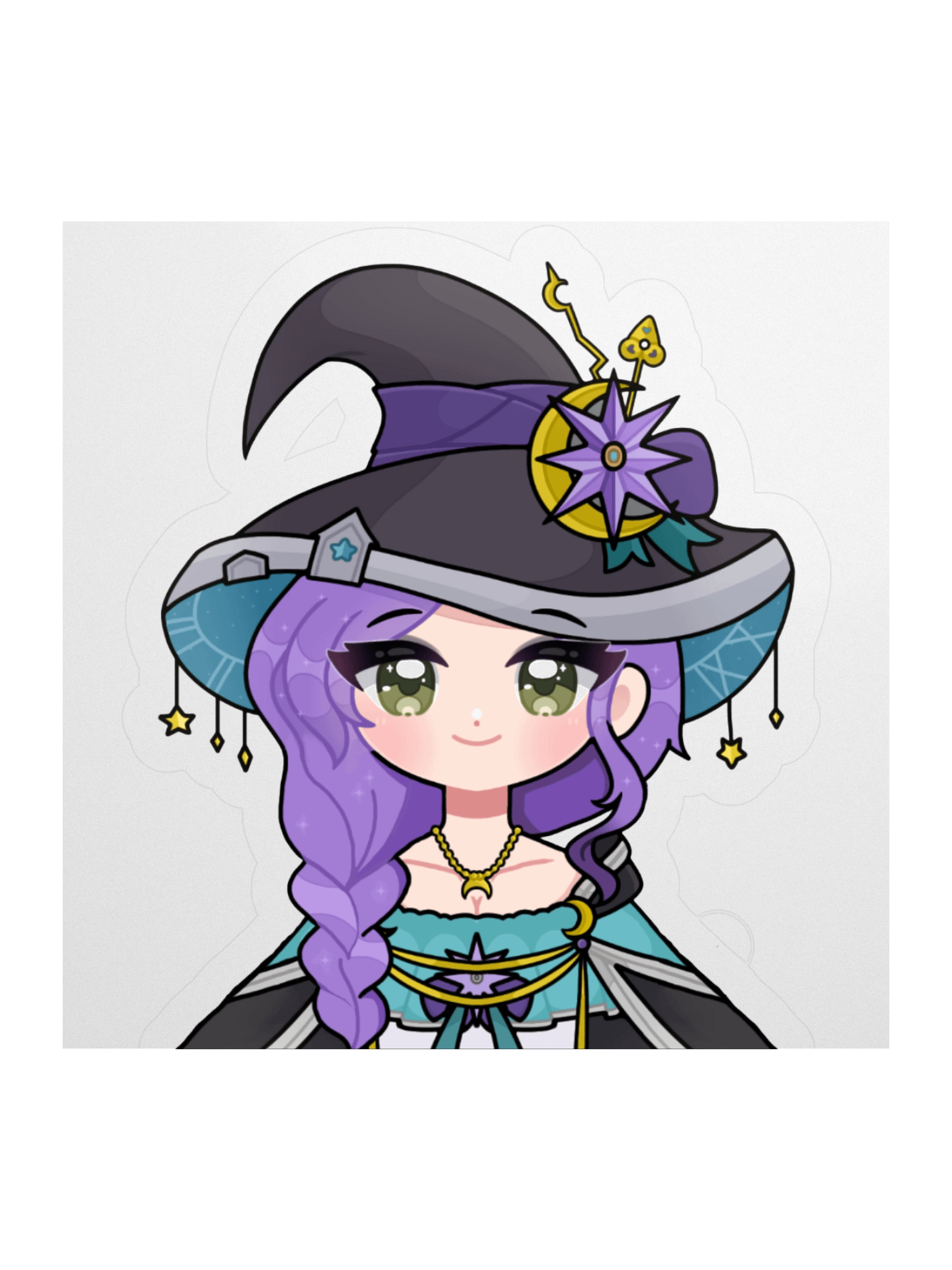"Small Smiles" Chibi Moon Witch Starfire Big Sticker (Hair Braided) product image (1)