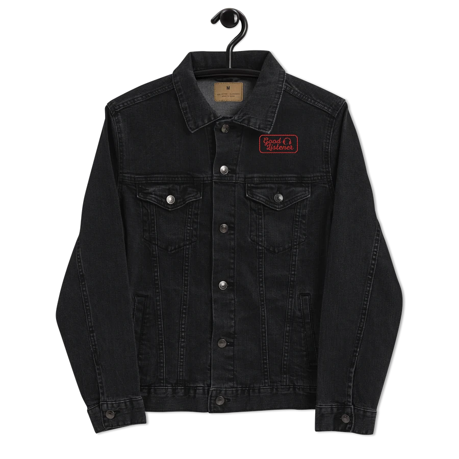 Good Listener Logo Embroidered Jean Jacket - Black and Red product image (7)