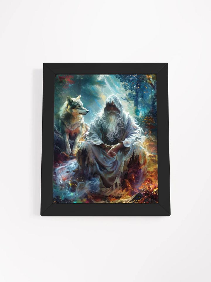 Sorcerer with his wolf - Framed High Quality Matte Poster product image (1)