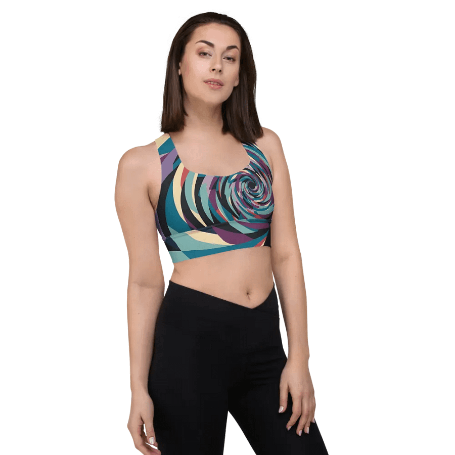 Abstract Lithographic Pattern Design Longline Sports Bra - V5 product image (5)