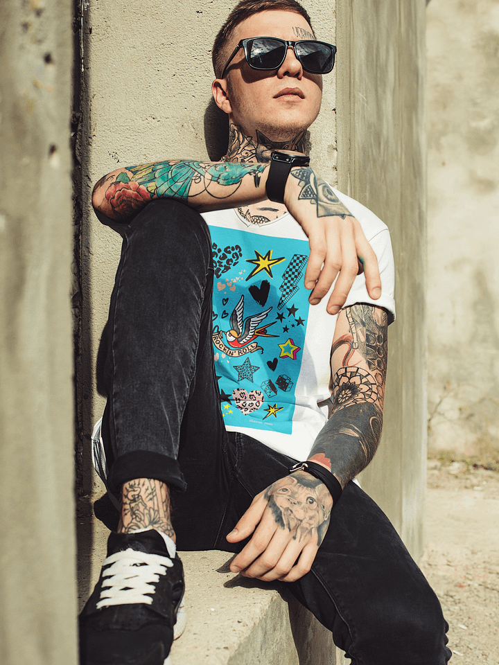 Rock 'N' Roll Tattoo Inspired T-Shirt - 100% Cotton product image (1)