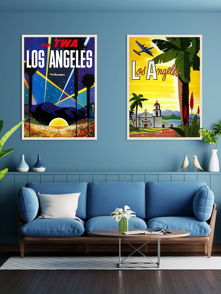 Los Angeles, USA, TWA, 1958 — retro vintage travel poster, retro travel art, retro travel wall art, Hollywood poster product image (2)