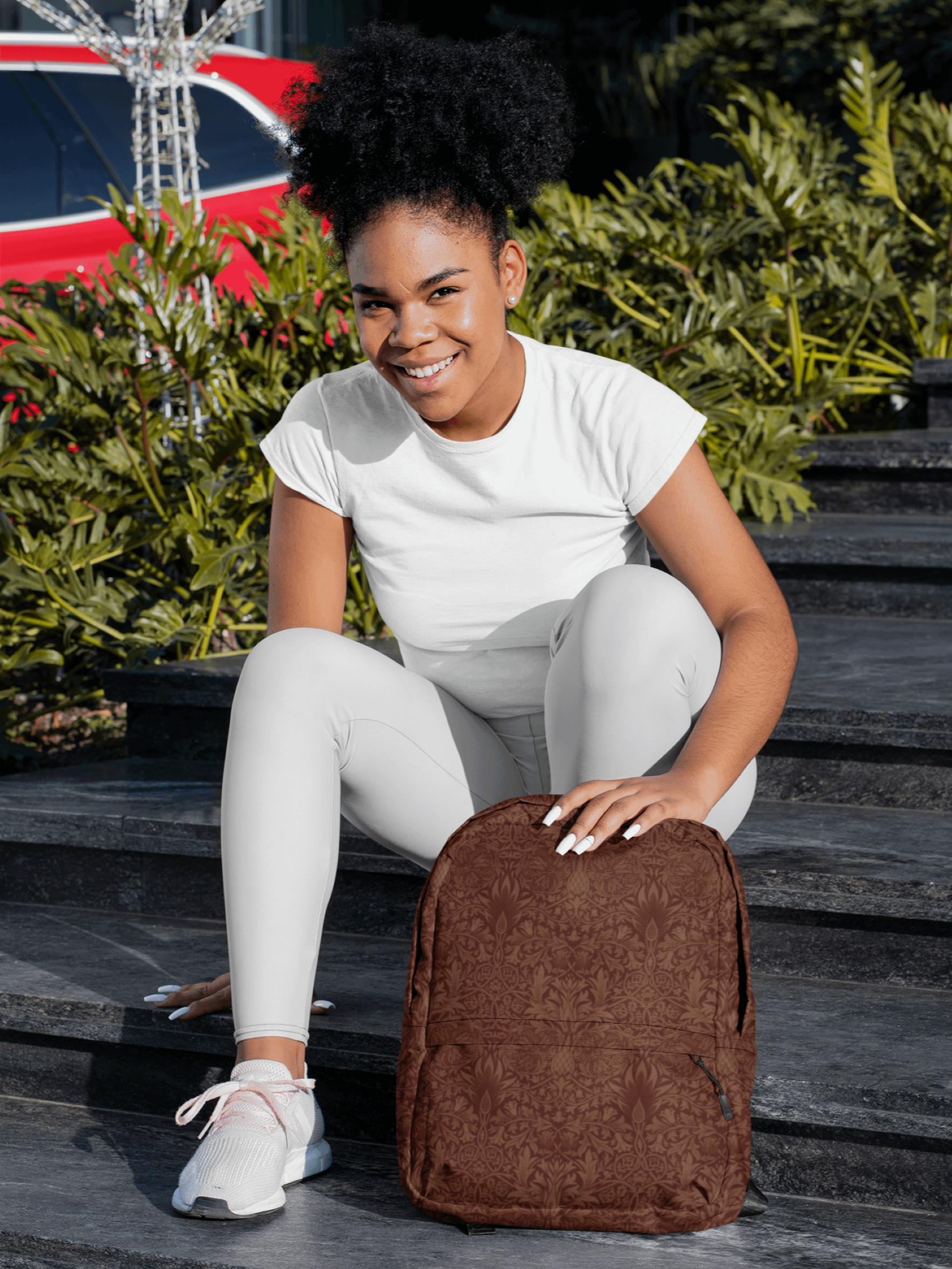 Burnt Orange Floral Design Back Pack product image (1)