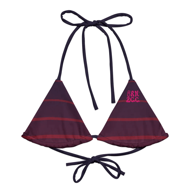 Purple Stripes String Bikini TOP – BOURNE to Cape Cod™ | Pink Logos product image (1)