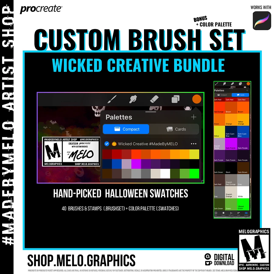 Wicked Creative Procreate Brush Set & Color Palette Bundle [Halloween] | #MadeByMELO product image (2)