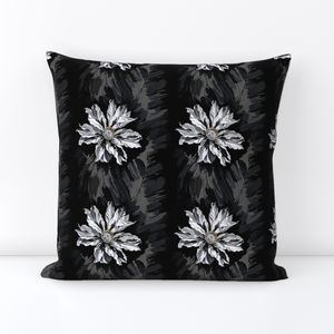 Seamless Pattern - Stripes of White flowers and Gray Leaves on a Black Background product image (5)