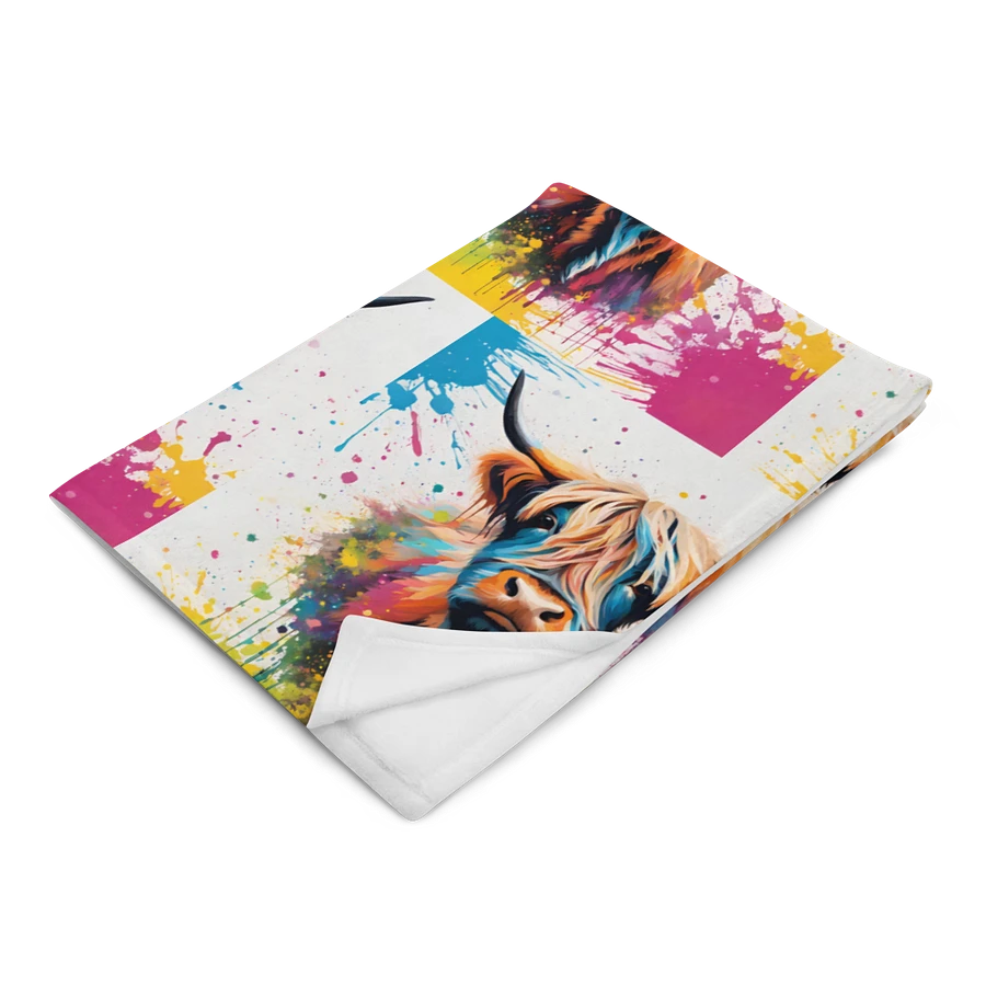 Multi Coloured Paint Splash Highland Cow Blanket product image (4)