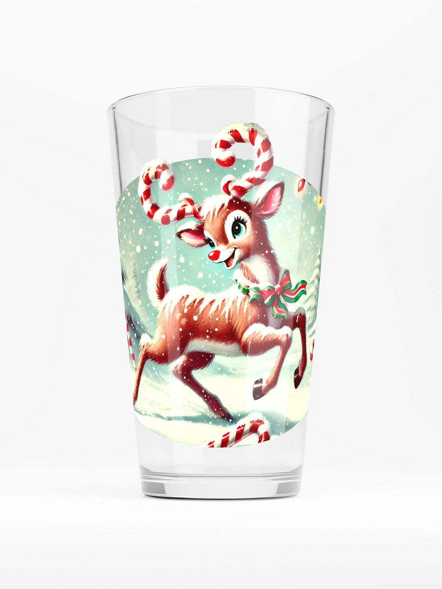 Christmas Candycane Reindeer 16 oz Glass product image (1)