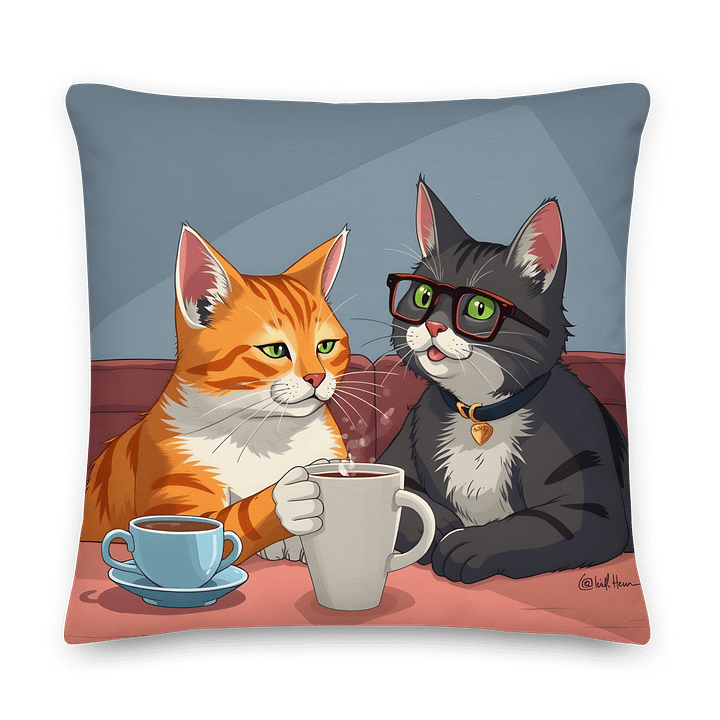 Premium Pillow-Caffeinated Cat Companions product image (2)