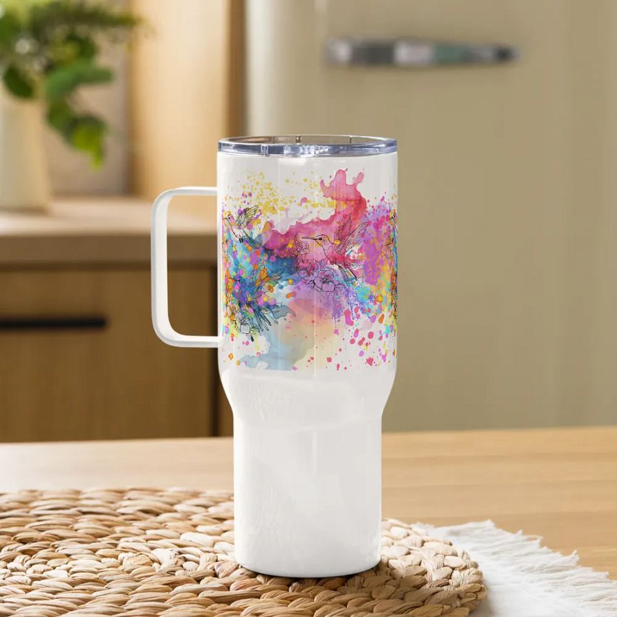 watercolor hummingbird design travel mug for arty moms daughters friends product image (10)