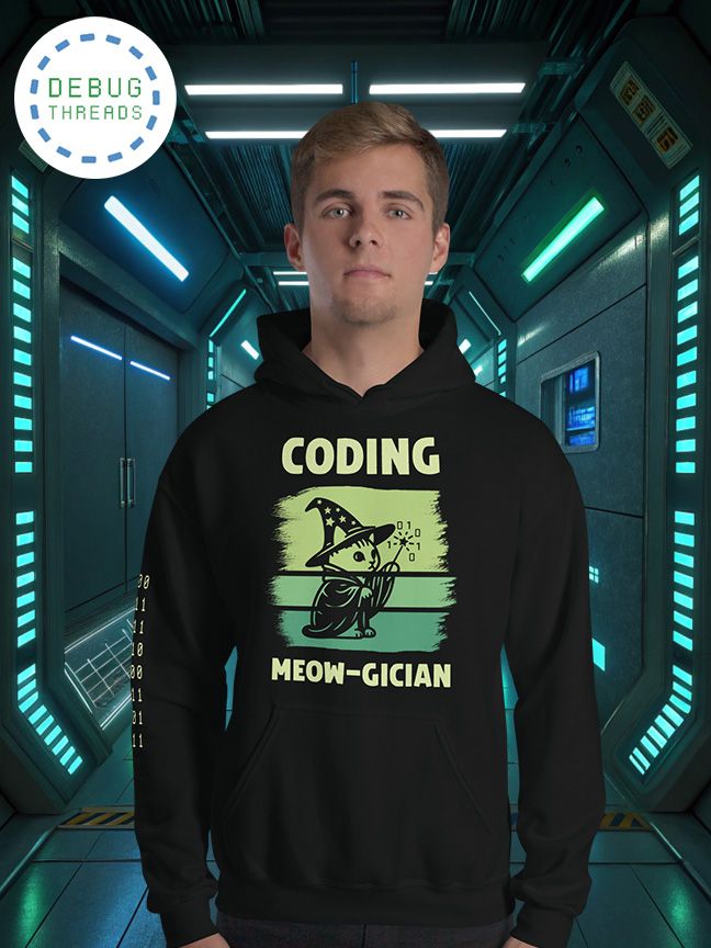 "Coding Meow-gician" Wizard Cat Funny Hoodie product image (1)