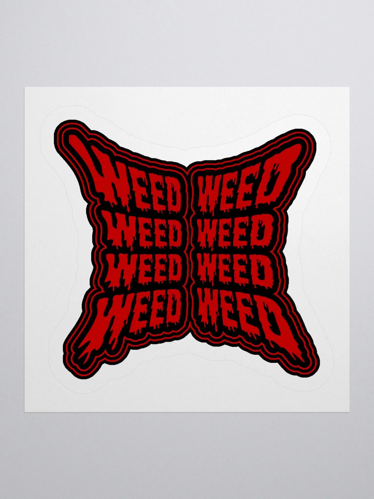 Red Black Weird Weed Stoner Sticker, Cannabis Butterfly 420 Art product image (1)