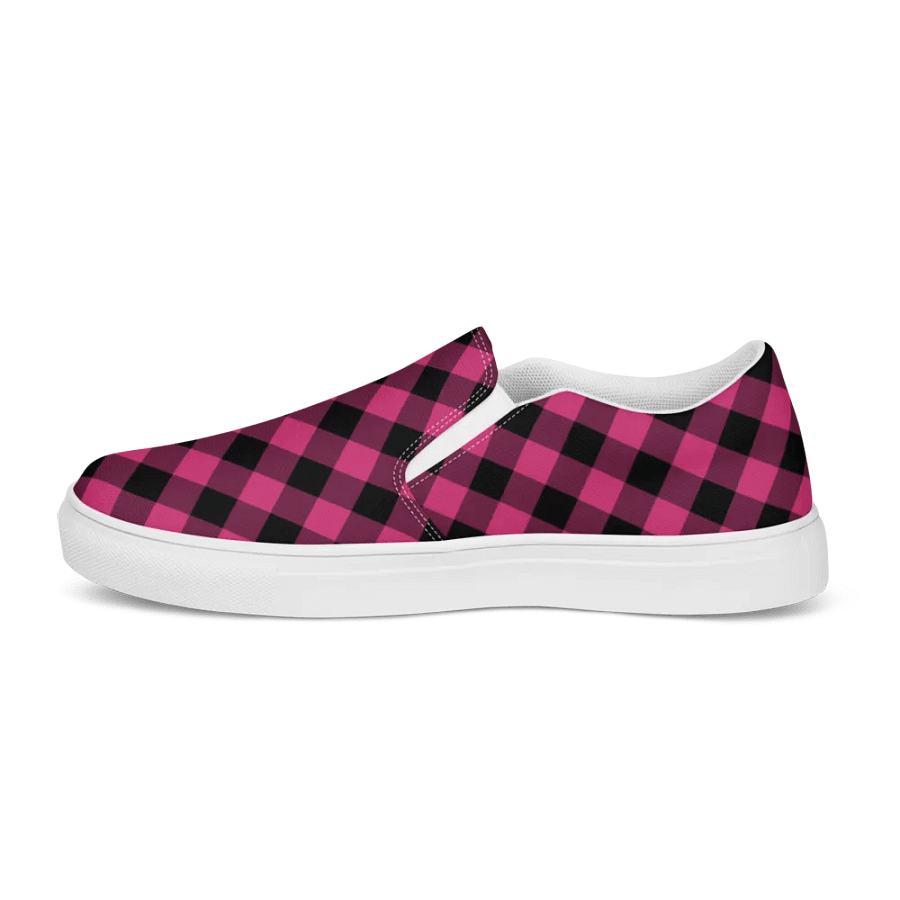 Pink Buffalo Plaid Men's Slip-On Shoes product image (6)