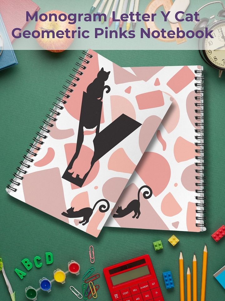 Monogram Letter Y Cat Lover Geometric Pinks Notebook product image (1)