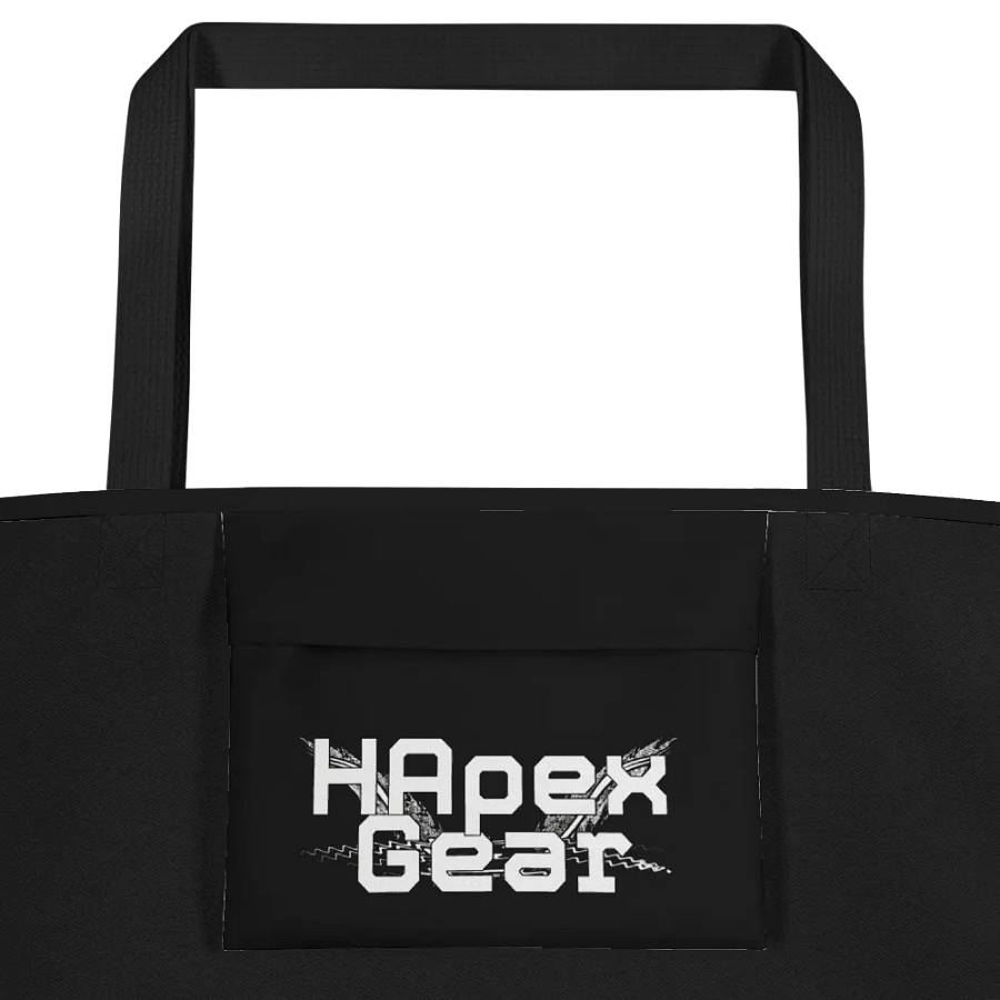 White HApex Gear White Logo Cancer Awareness Orange Ribbon. Black Large Tote Bag w/ Pocket product image (2)