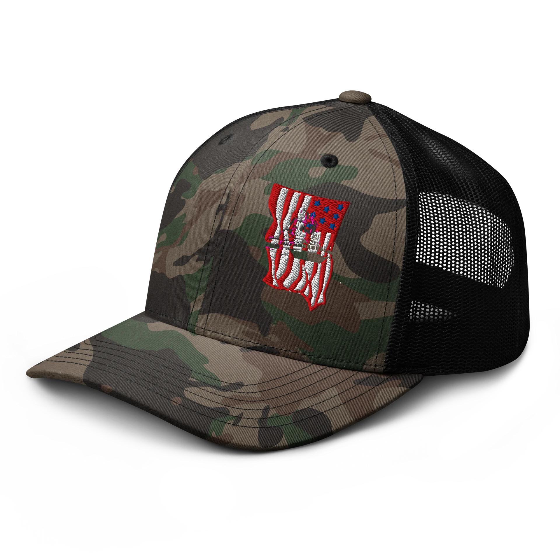 American Flag & tug cut out - Camo Trucker Hat product image (6)