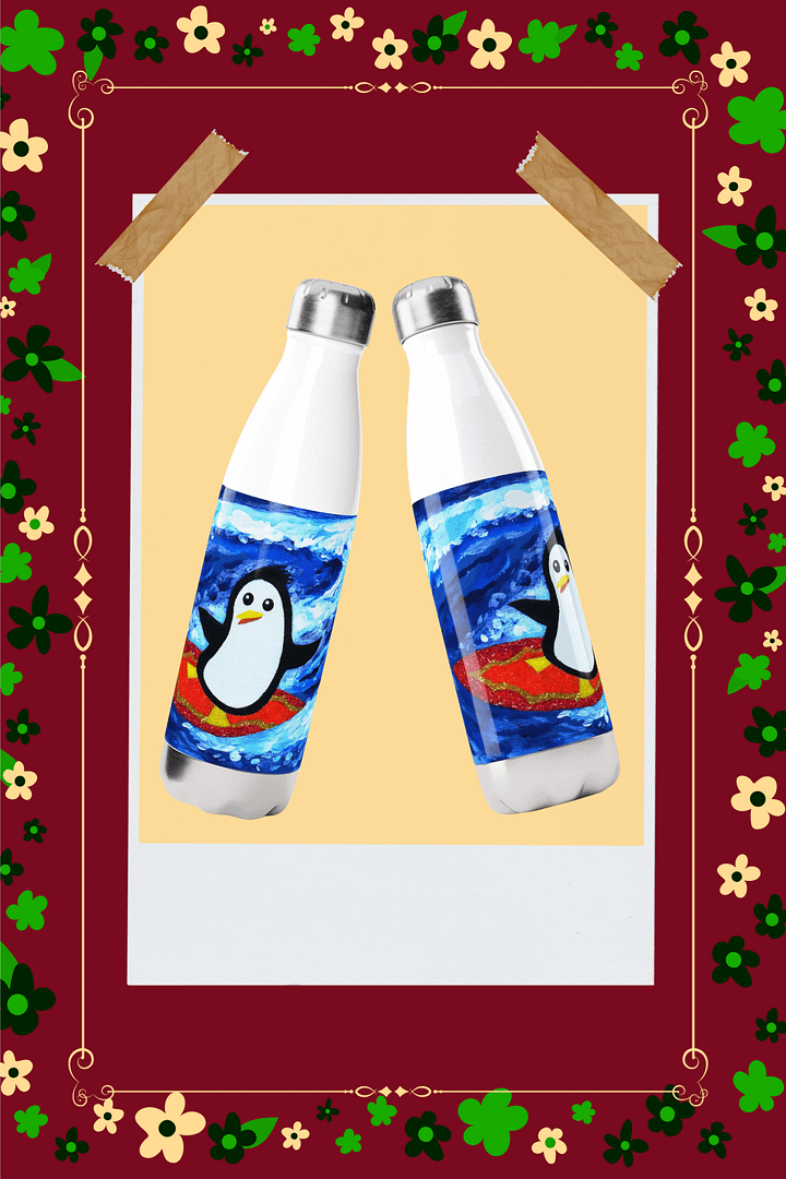 Surfing Penguin Stainless Steel Water Bottle product image (2)