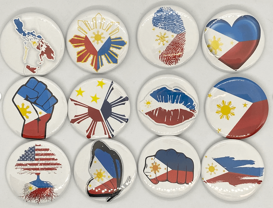Filipino Pride Philippines Flag Button Pins - 12 Piece Set, Proud Filipina Metal Pin-back, Red Blue Yellow Philippine Roots product image (3)