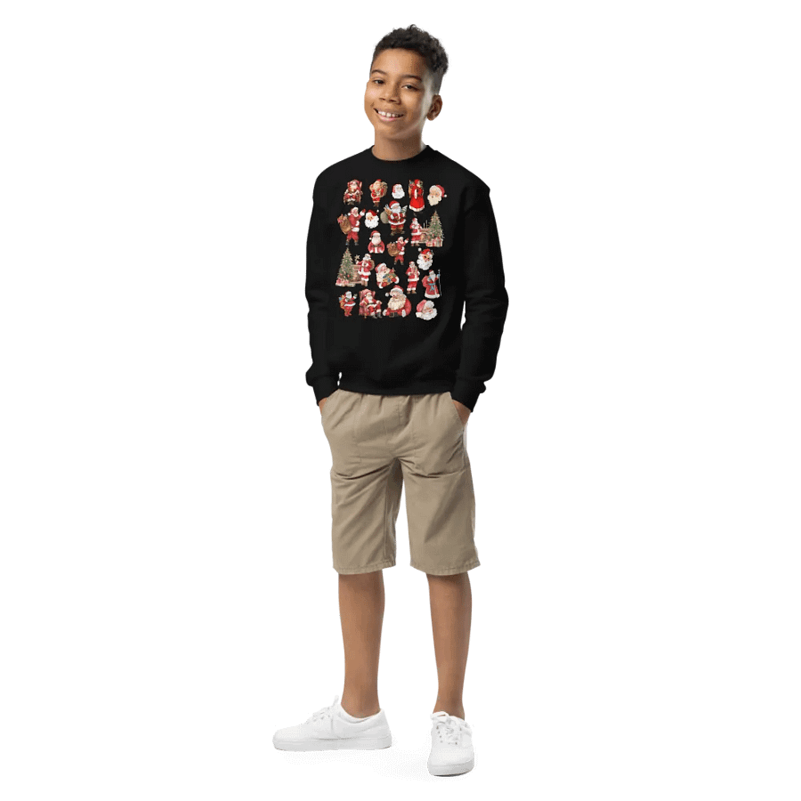 Santa Collage Youth Crewneck Sweatshirt product image (1)