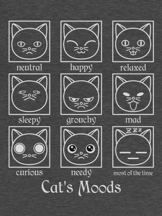 Cat's Moods Unisex Long Sleeve Tee, White Print product image (1)
